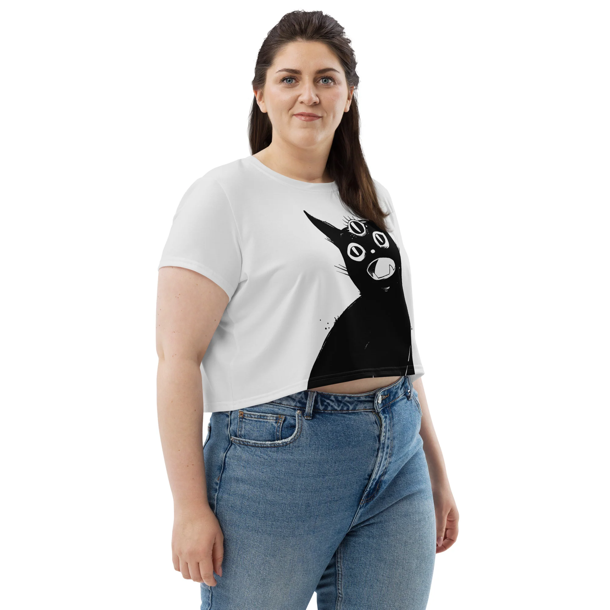 Third Eye Black Cat, Sublimation Crop Top - Image 5