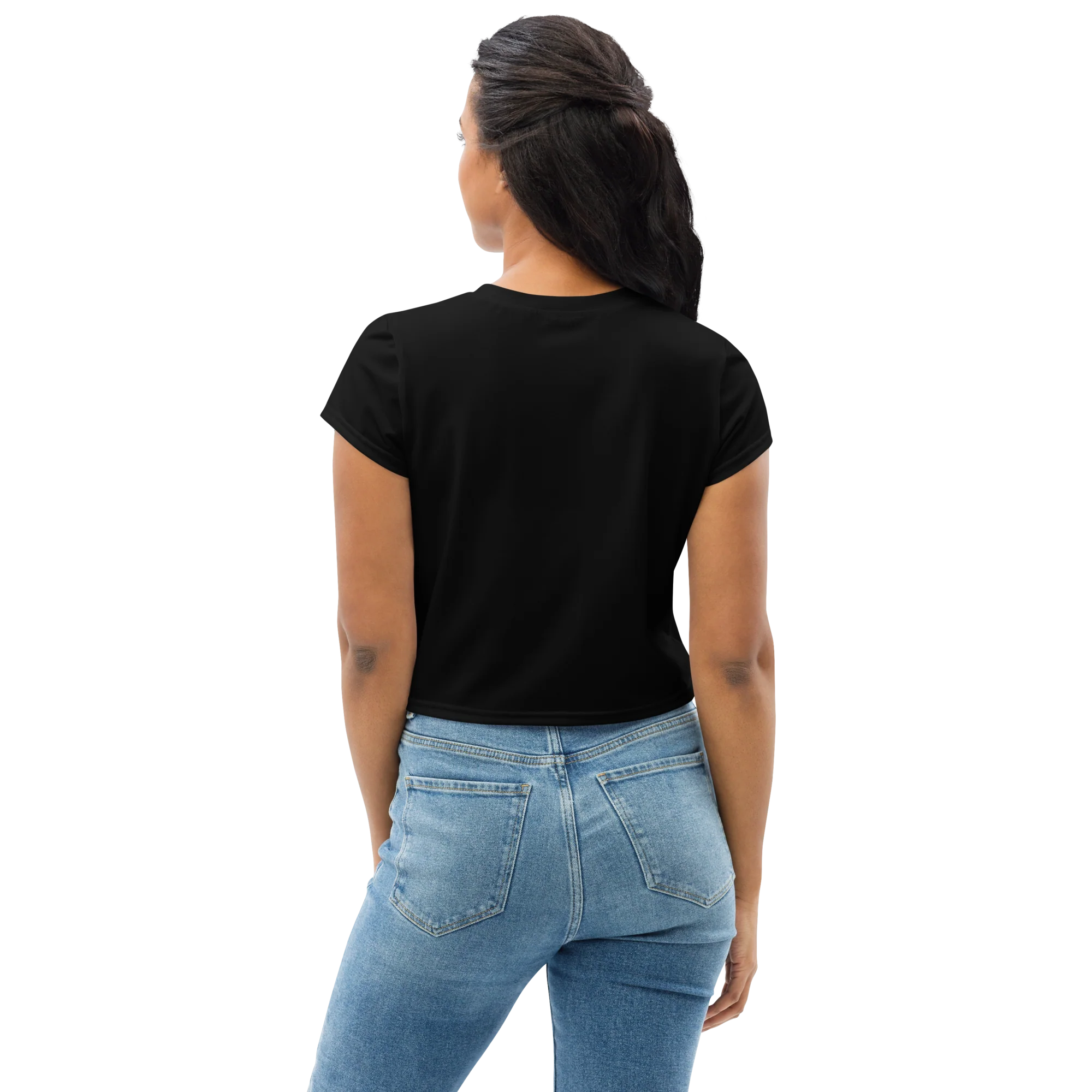 Third Eye White Cat, Sublimation Crop Top - Image 3