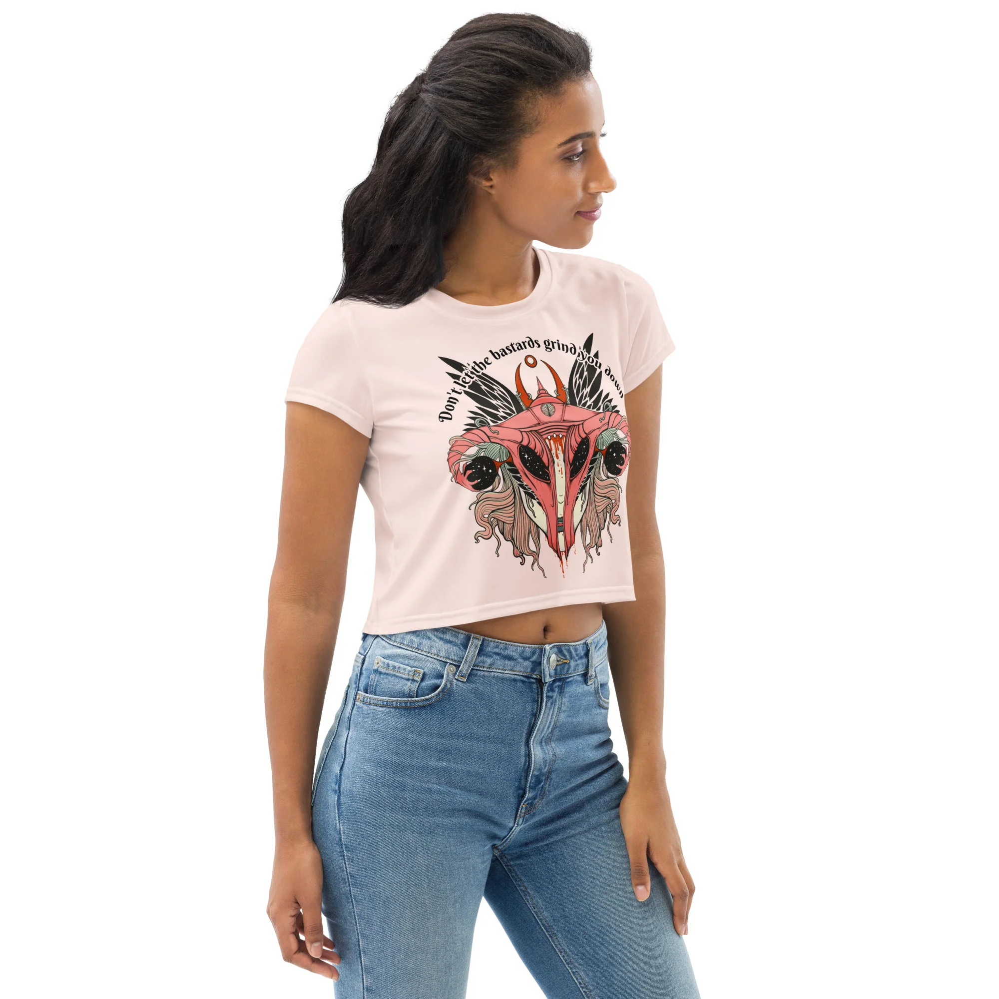 Don't Let Them Grind You Down, Sublimation Crop Top - Image 7