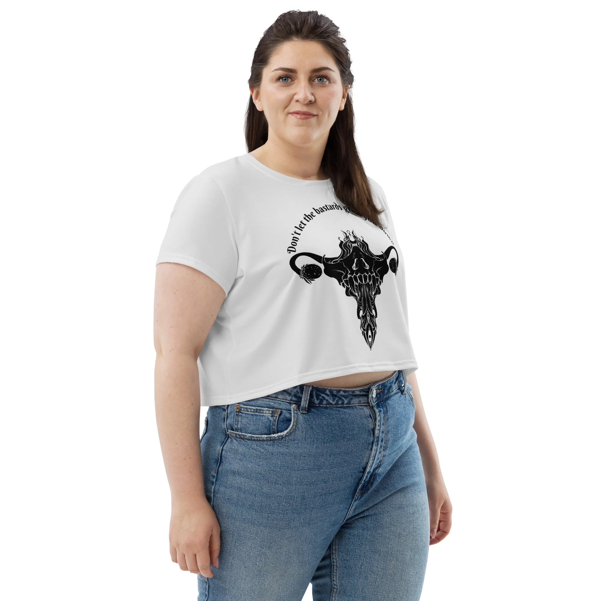 Don't Let Them Grind You Down, Sublimation Crop Top - Image 8