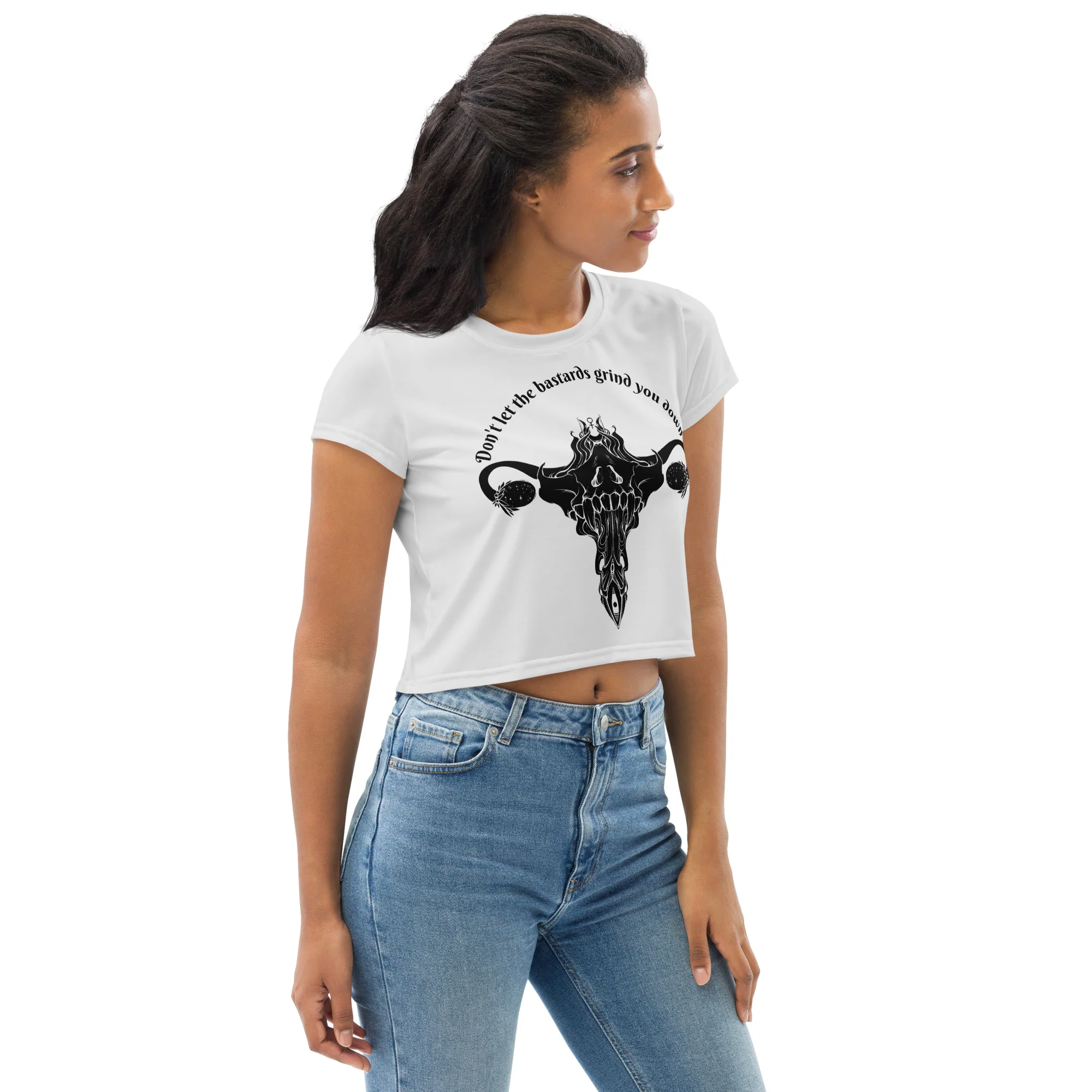 Don't Let Them Grind You Down, Sublimation Crop Top - Image 9