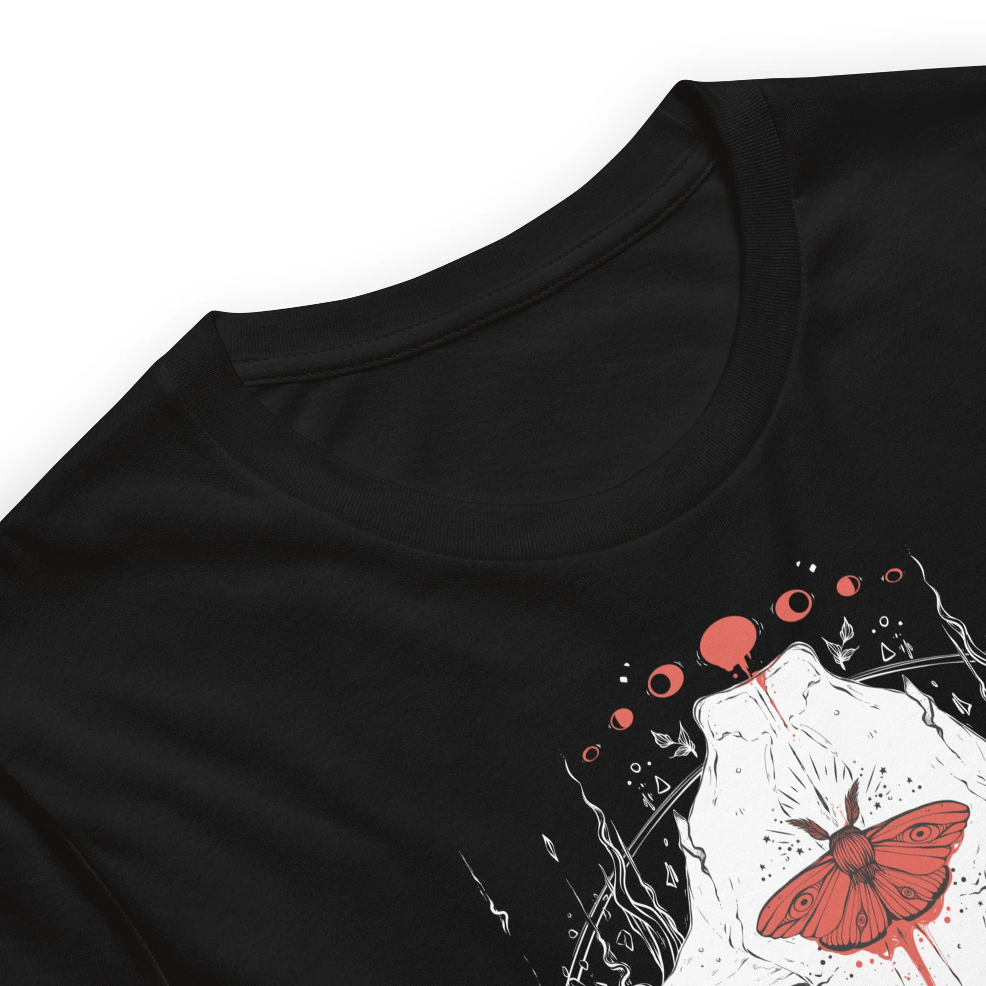 Amanita Muscaria Mushroom And Canis Lupus Wolf Skull, Unisex T-Shirt - Image 6