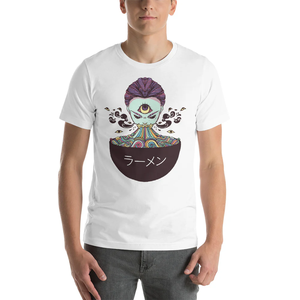 Magic Rainbow Ramen, White Unisex T-Shirt - Image 3