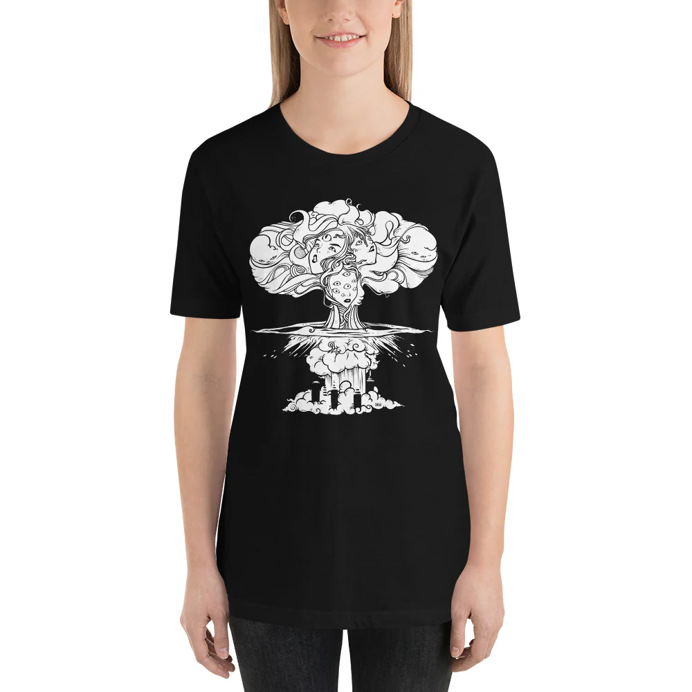 Mushroom Cloud, Unisex T-Shirt, Black - Image 2
