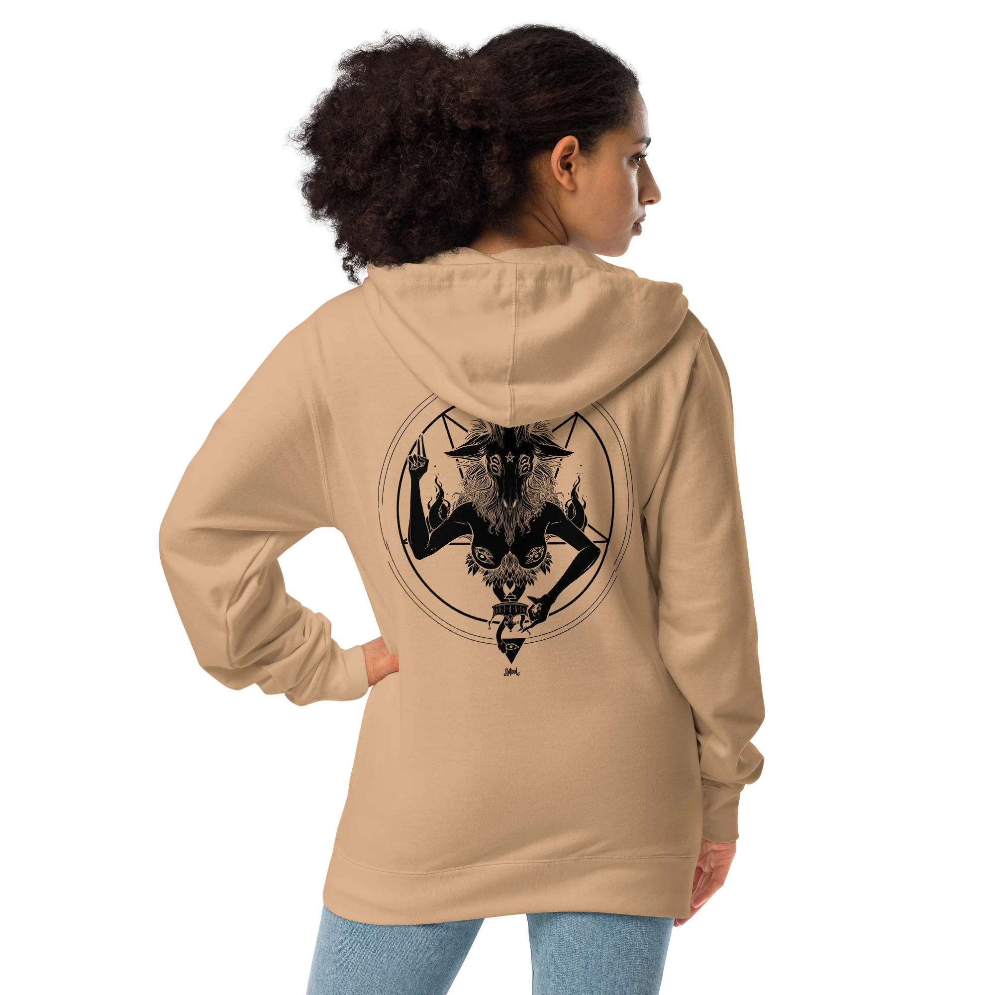 Baphomet, Unisex Fleece Zip-Up Hoodie - Image 3