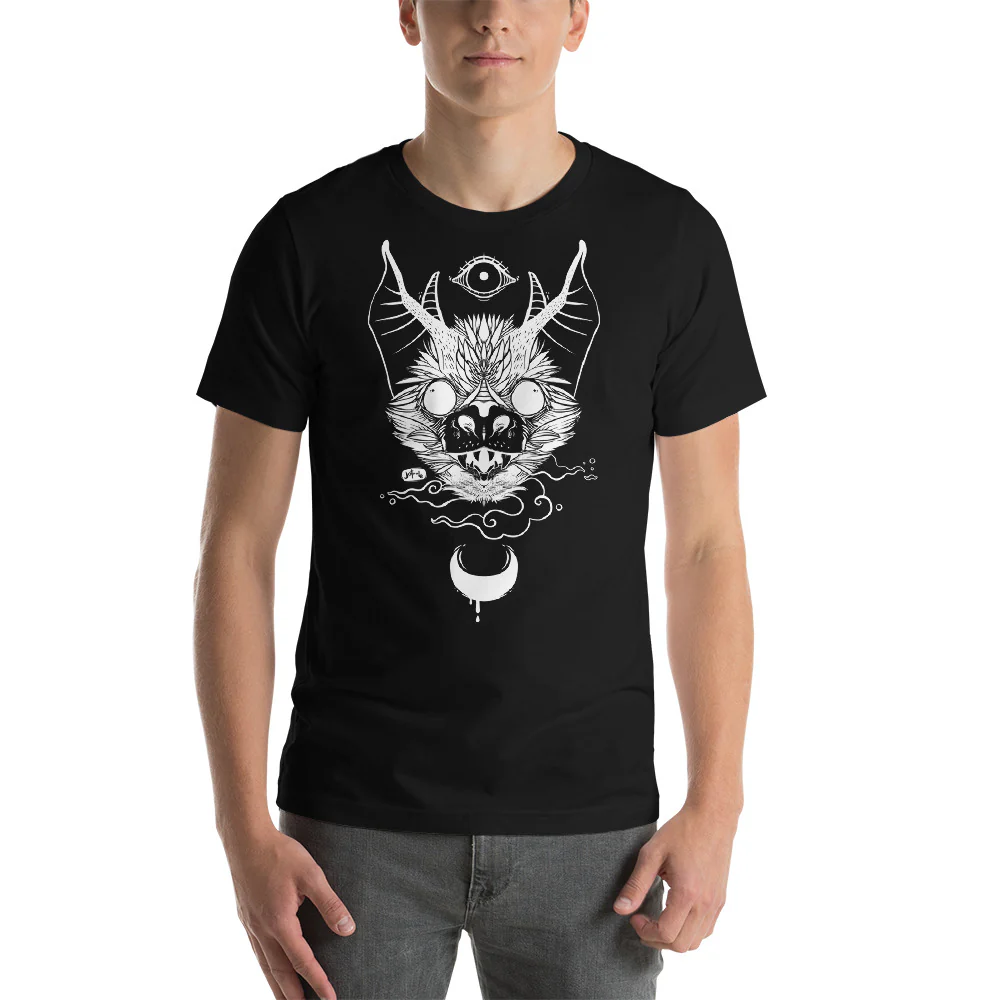Bat, Unisex T-Shirt, Black - Image 3
