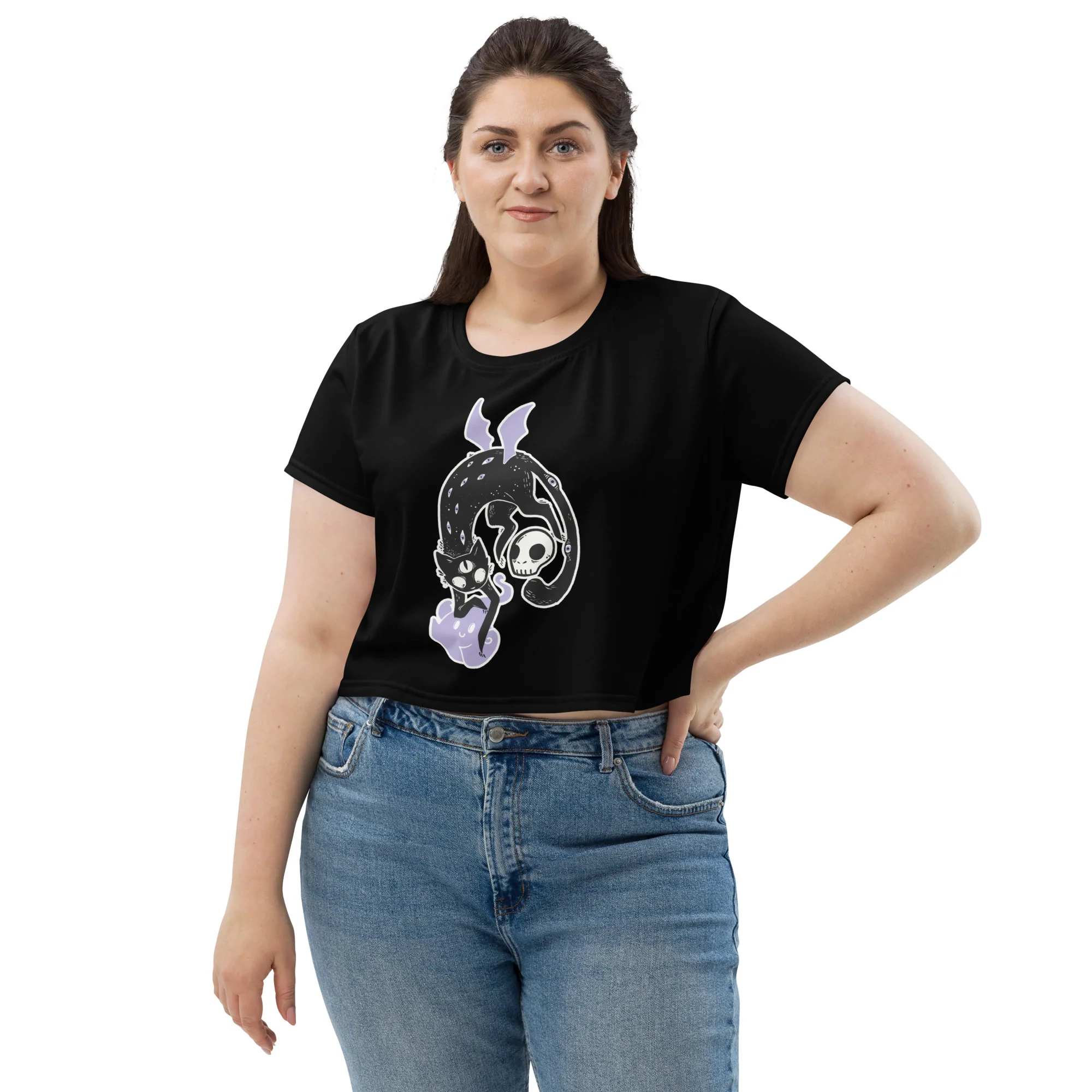 Bat Wing Cat, Sublimation Crop Top - Image 3