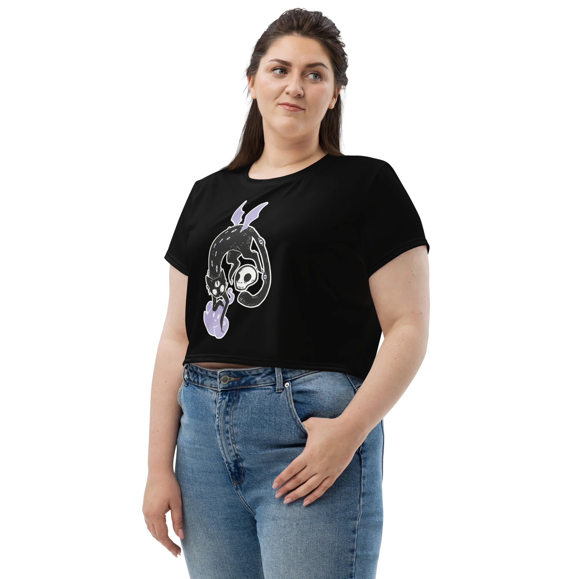 Bat Wing Cat, Sublimation Crop Top - Image 4
