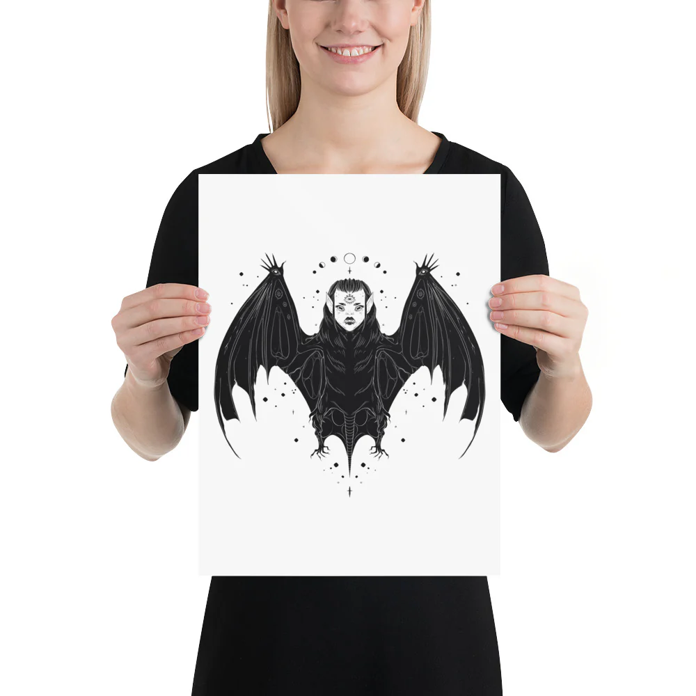 Bat Witch, Matte Art Print Poster - Image 6