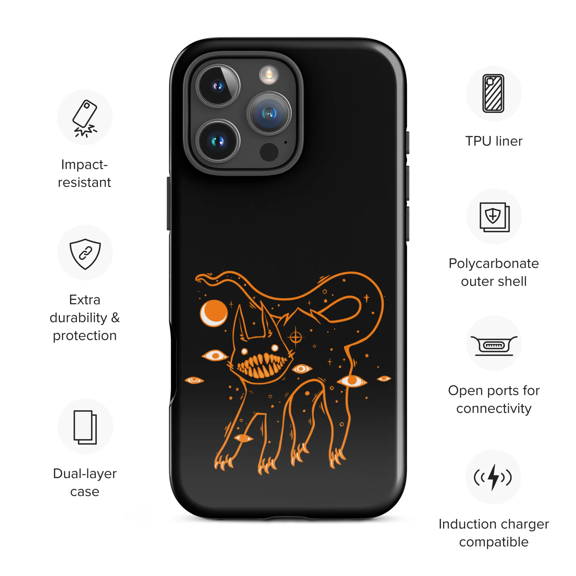 Big Teeth Black Cat, Tough Case for iPhone® - Image 5