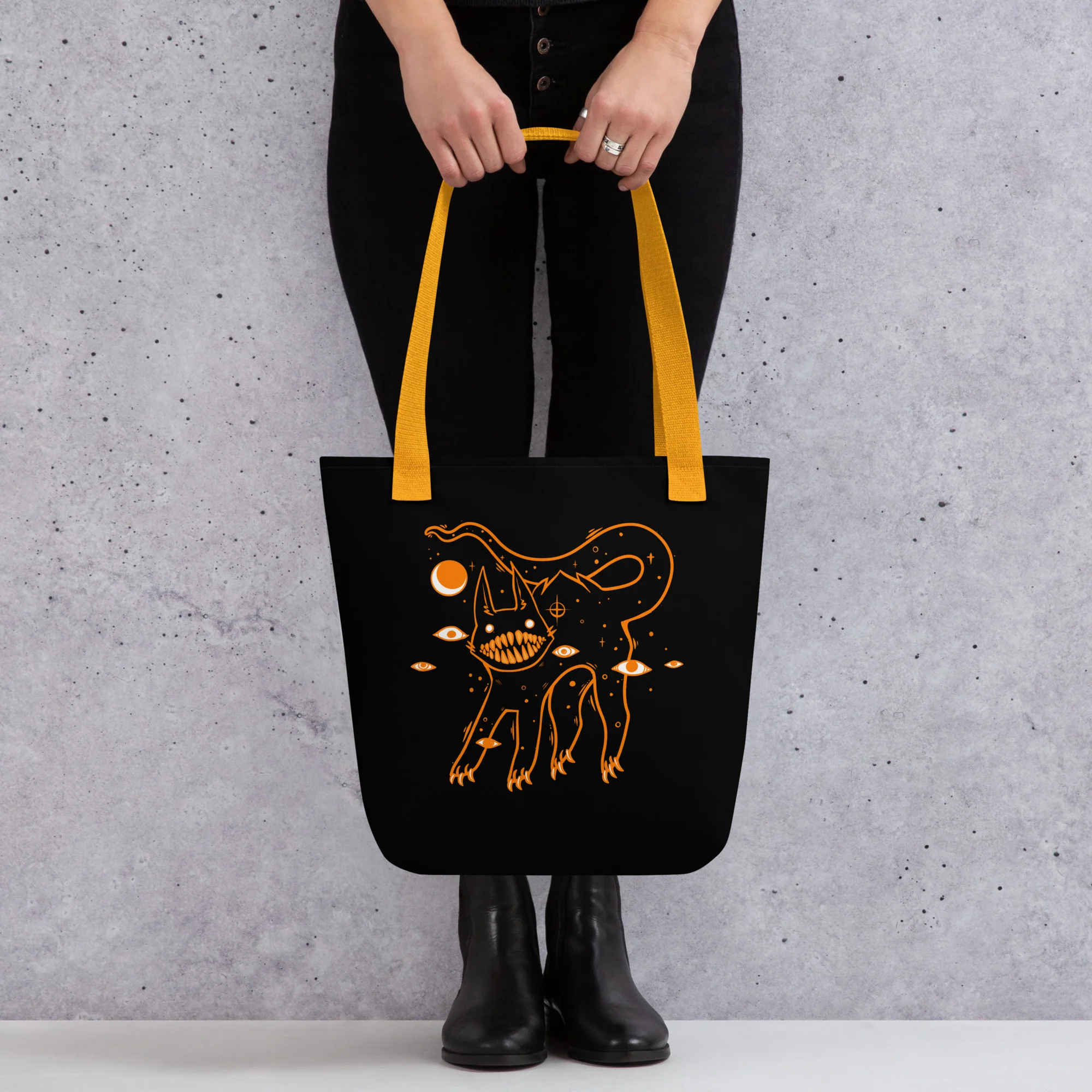 Big Teeth Black Cat, Tote Bag - Image 3