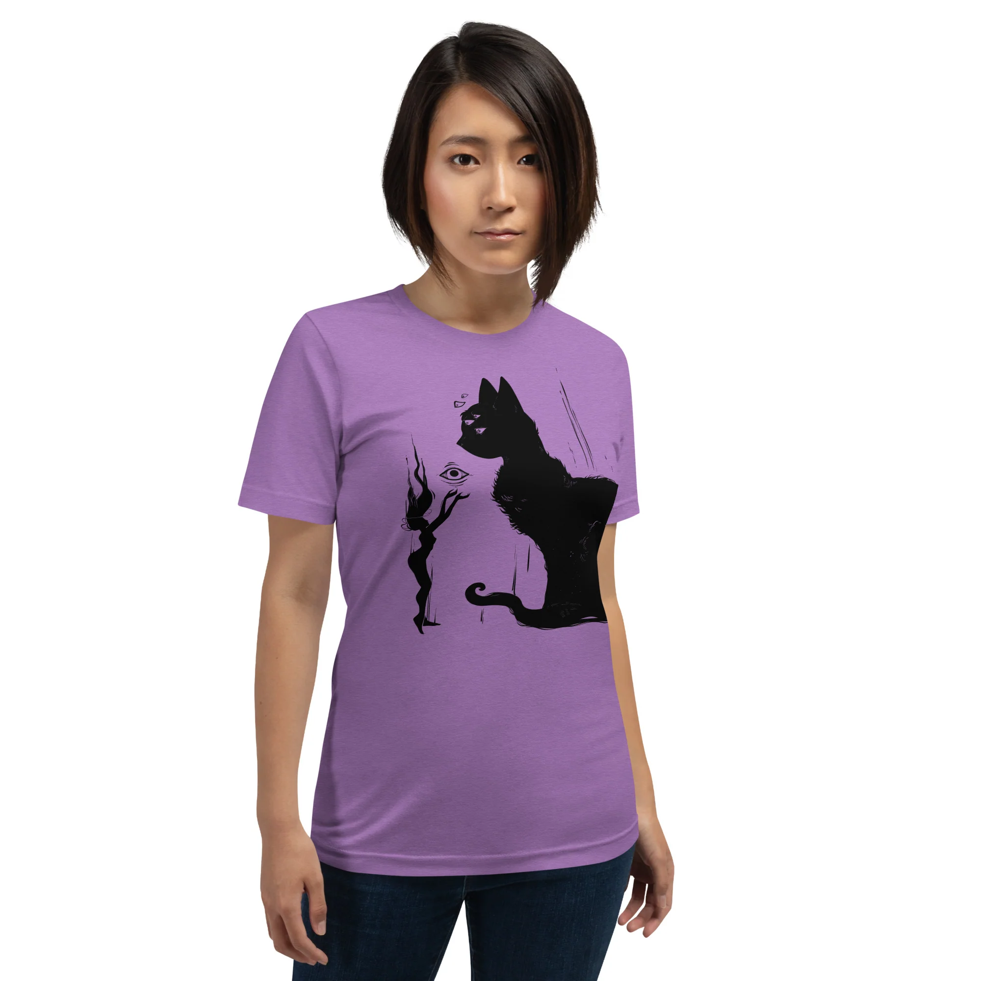 Black Cat And Witch, Unisex T-Shirt - Image 4
