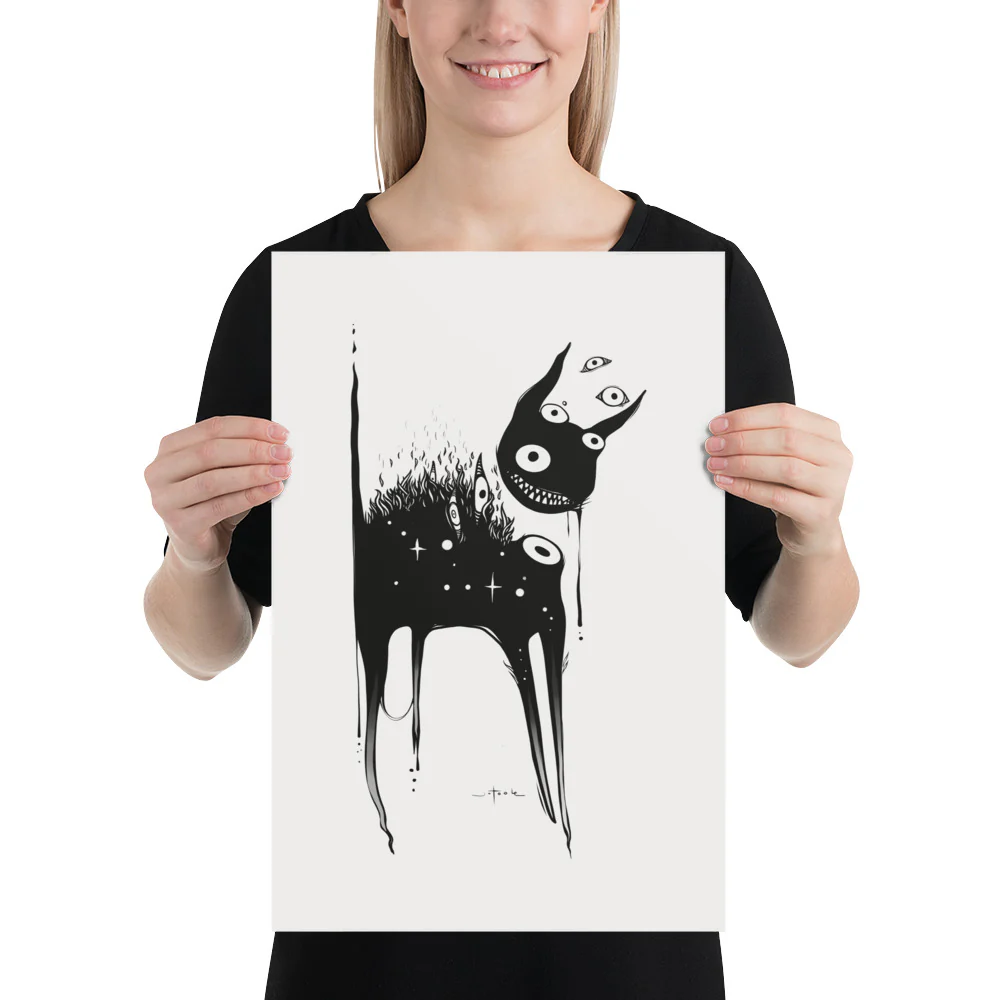 Black Cat, Matte Art Print Poster - Image 3