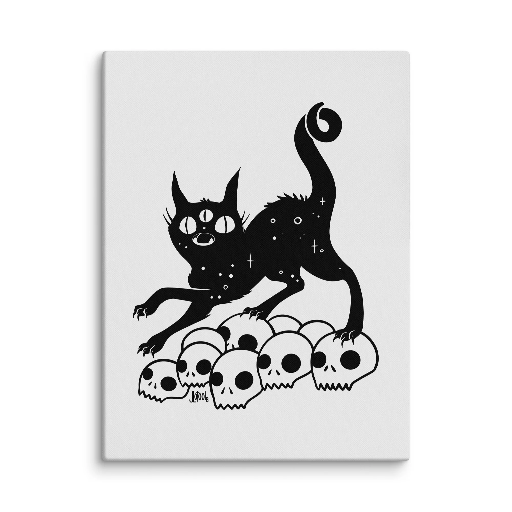 Black Cat On Skulls, Canvas Print - Image 5