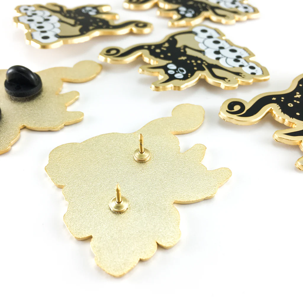 Black Cat On Skulls, Enamel Pin - Image 3