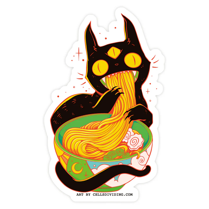 Black Cat Ramen Noodles, Vinyl Sticker