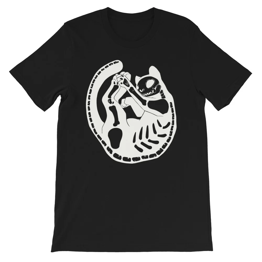 Cat Skeleton Black Unisex T-Shirt - Image 4