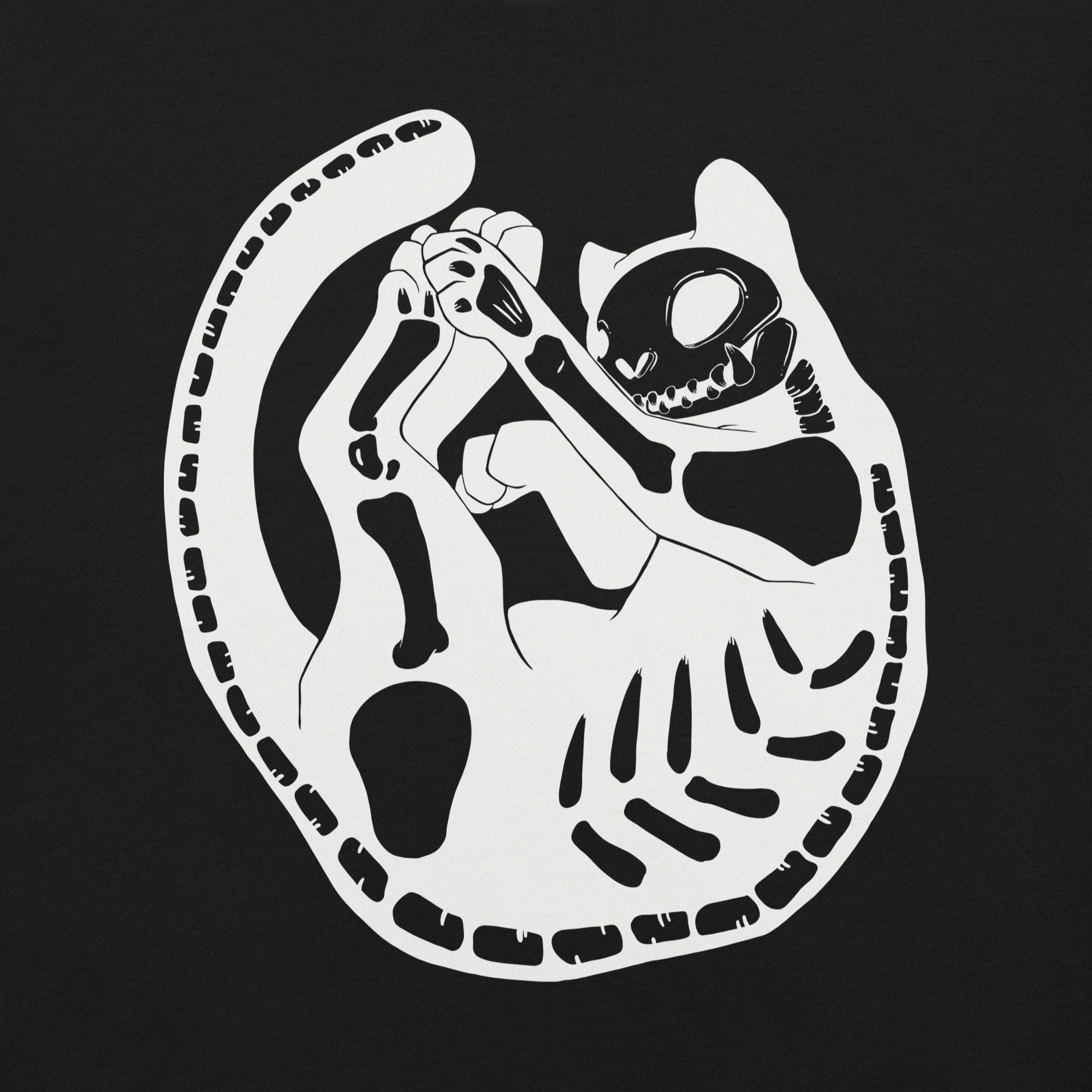 Cat Skeleton Black Unisex T-Shirt - Image 5