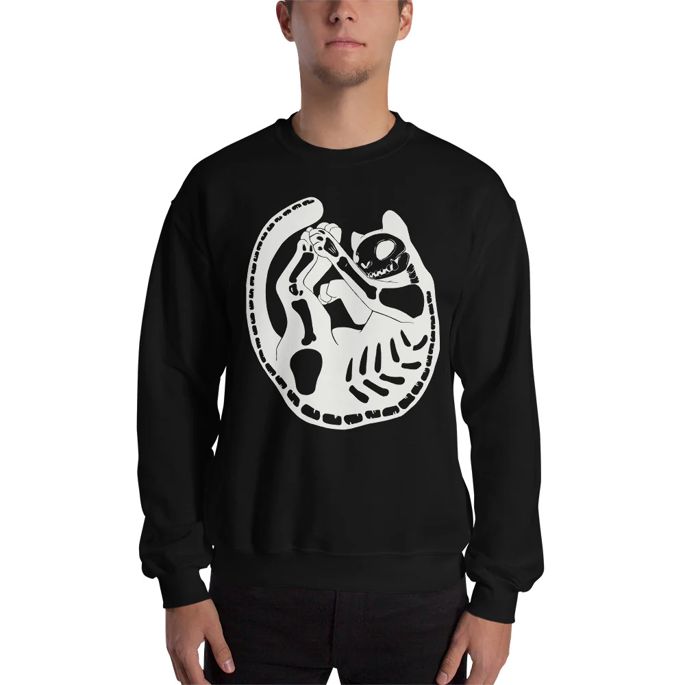 Skeleton Cat, Unisex Sweatshirt - Image 3
