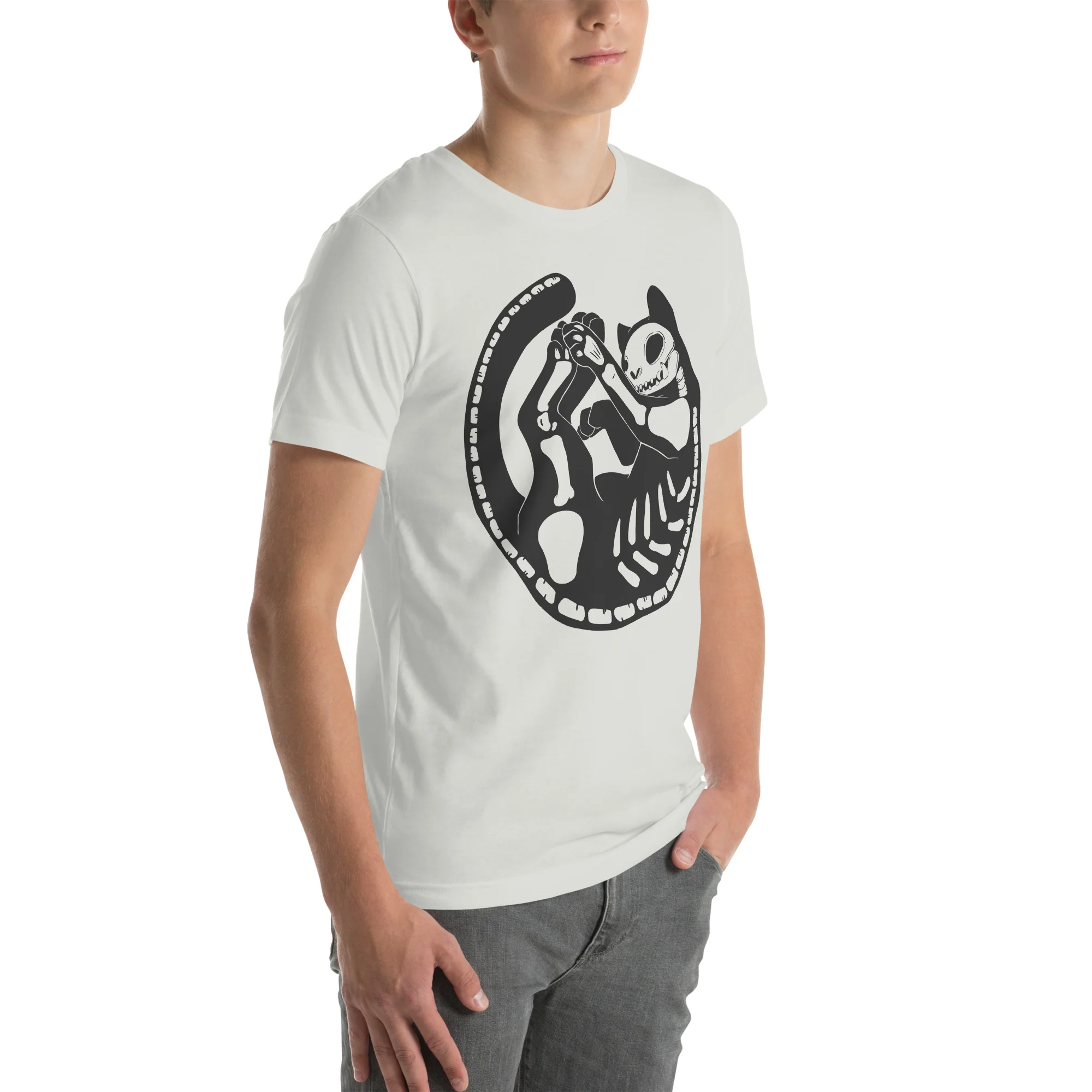 Black Cat Skeleton Unisex T-Shirt - Image 2