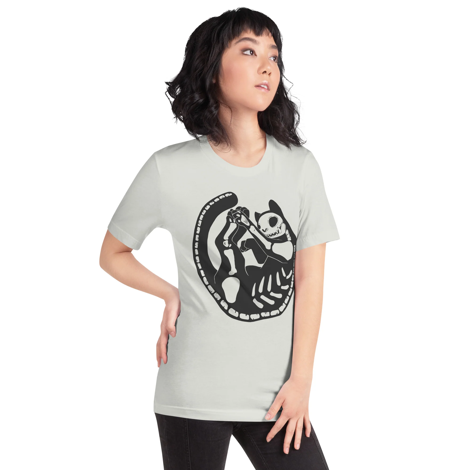 Black Cat Skeleton Unisex T-Shirt - Image 5