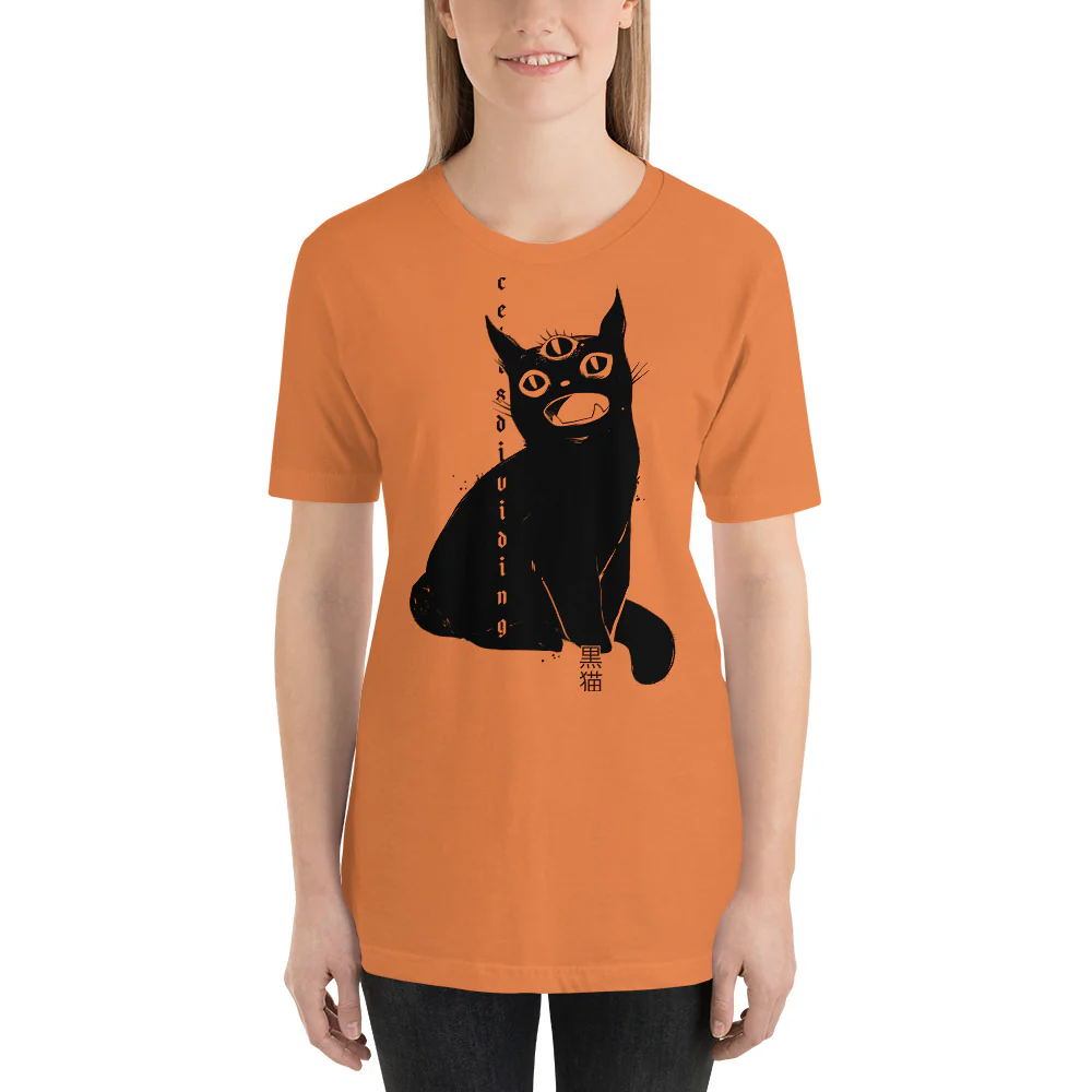 Black Cat, Unisex T-Shirt, Burnt Orange - Image 3