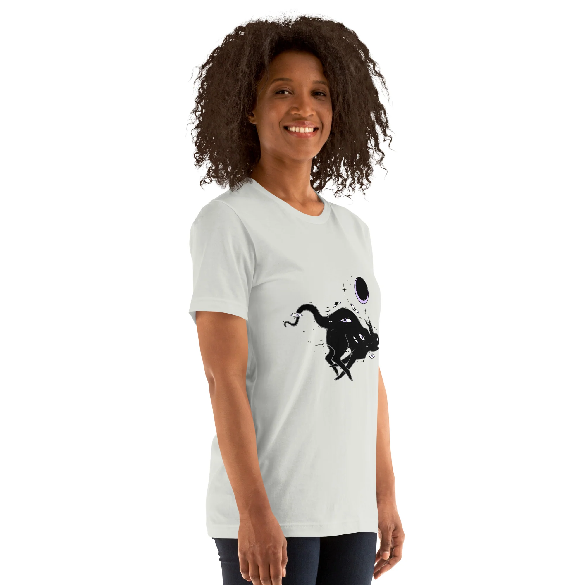 Black Running Cat, Unisex T-Shirt - Image 4