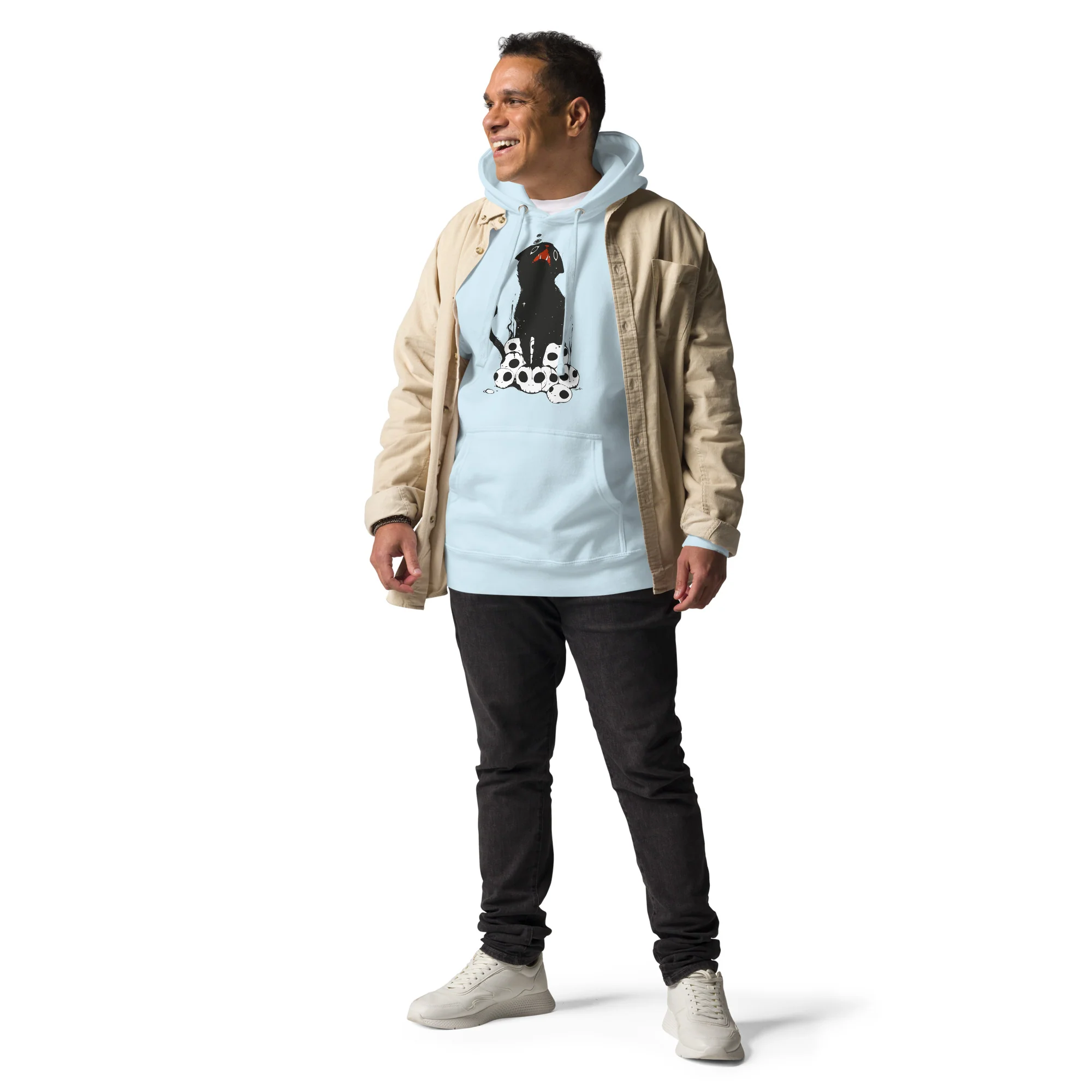 Cat And Skulls 2, Unisex Hoodie - Image 3