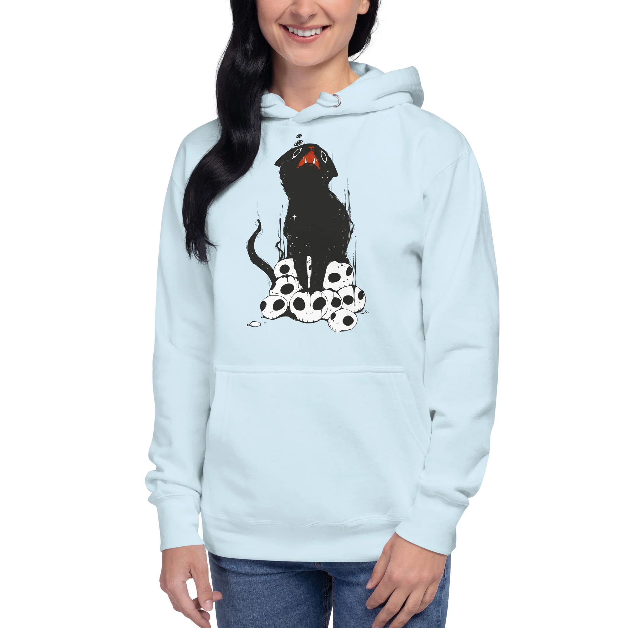 Cat And Skulls 2, Unisex Hoodie - Image 4