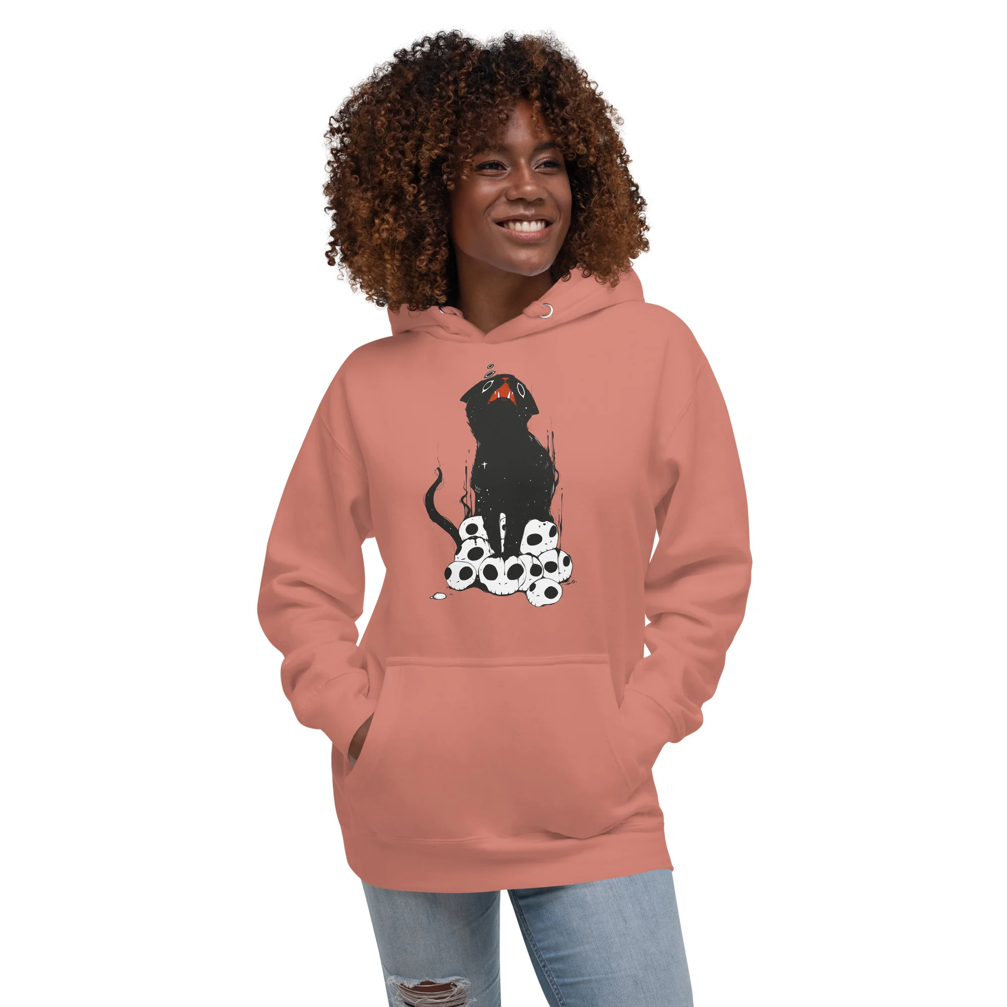 Cat And Skulls 2, Unisex Hoodie - Image 5