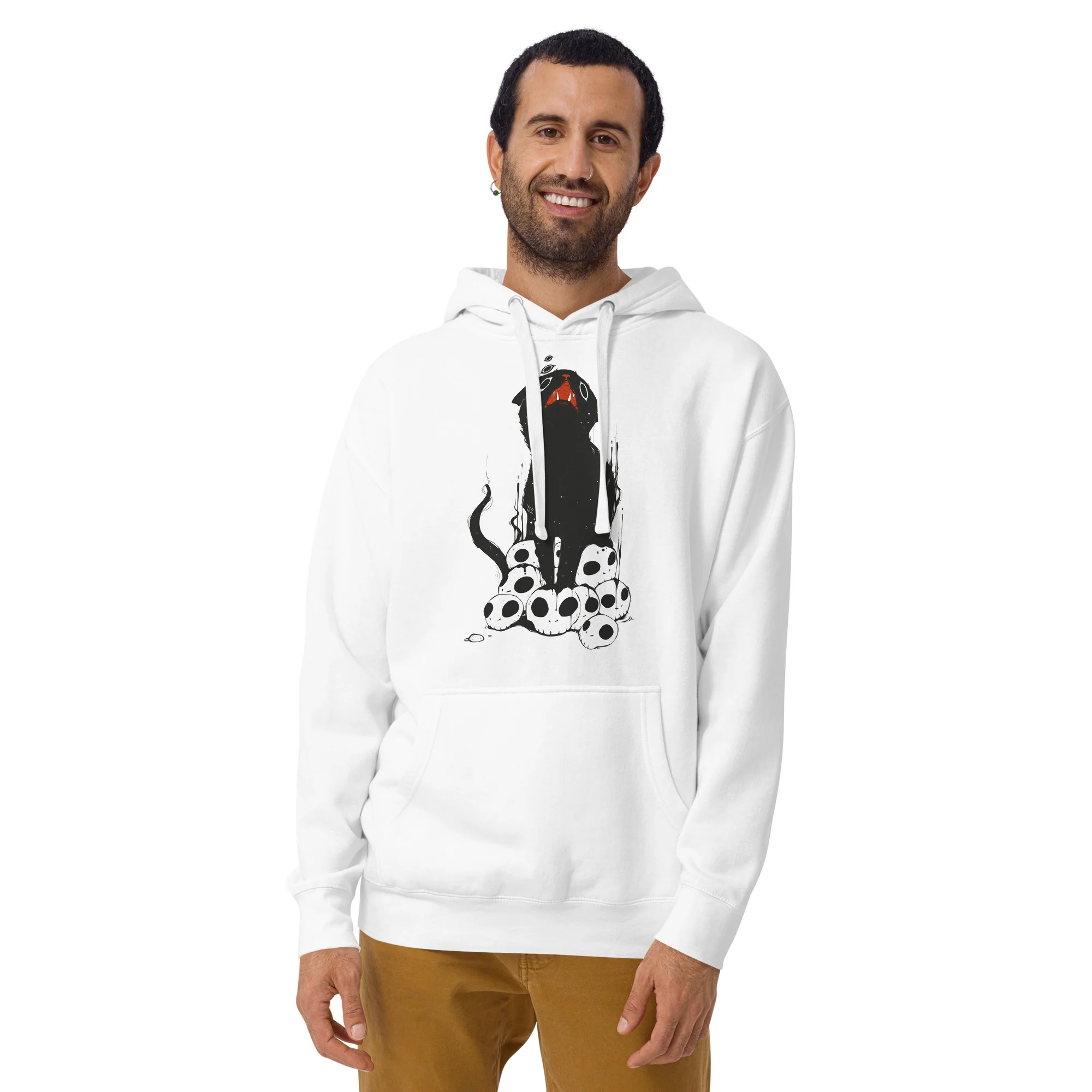 Cat And Skulls 2, Unisex Hoodie - Image 7