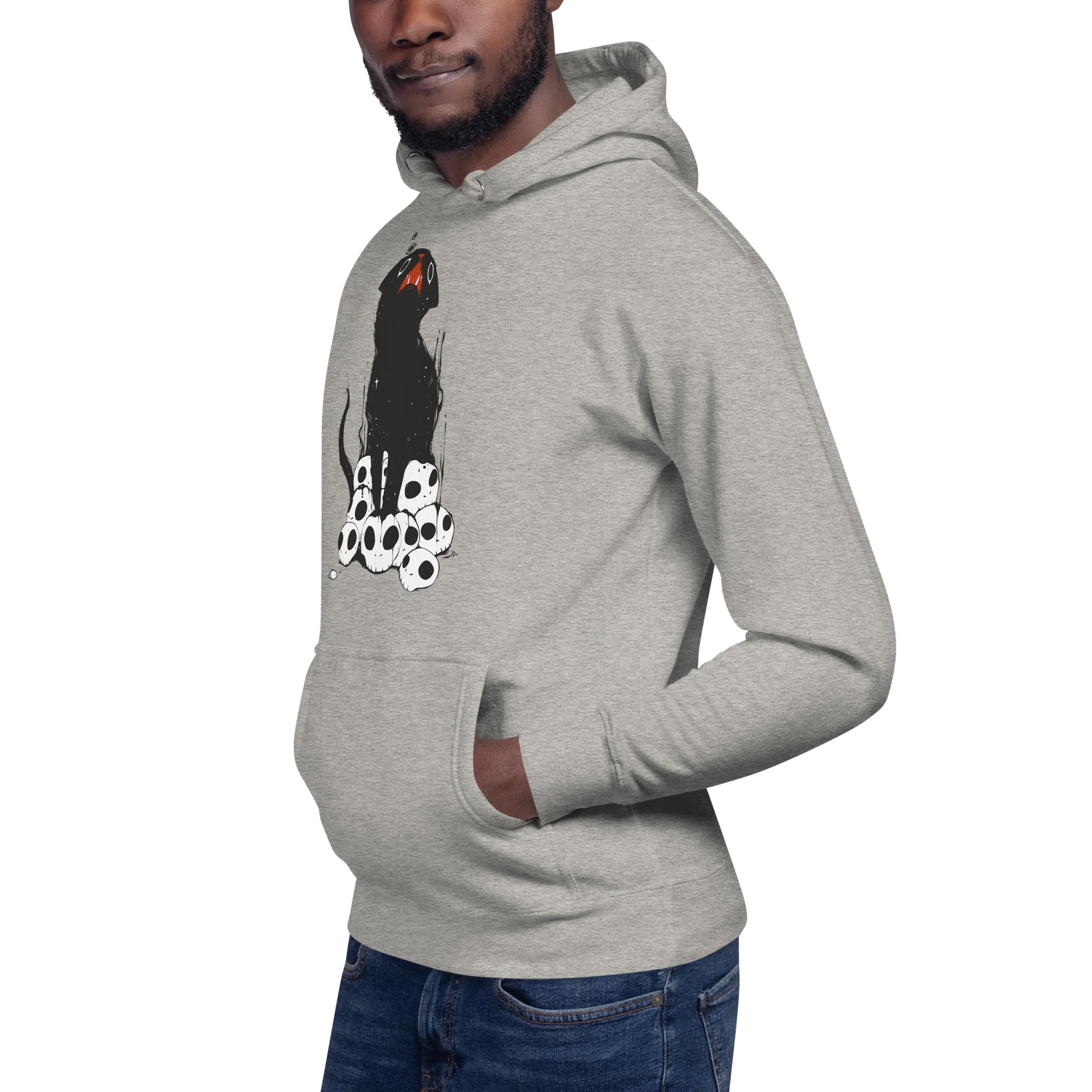 Cat And Skulls 2, Unisex Hoodie - Image 9