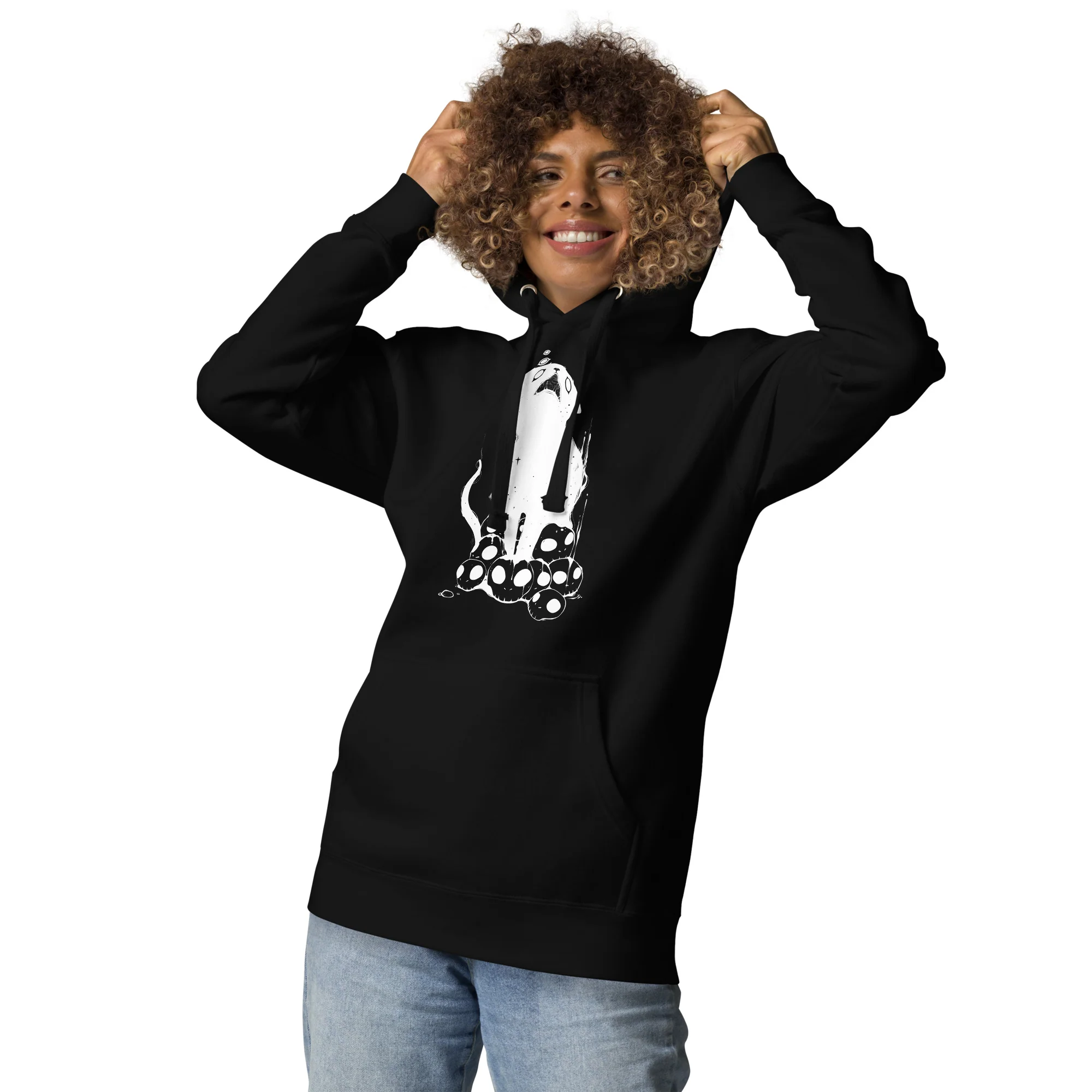 Cat And Skulls 2, Unisex Hoodie - Image 3