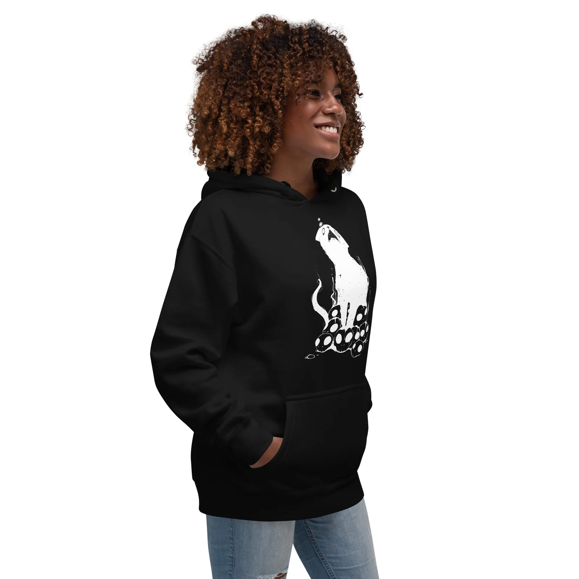 Cat And Skulls 2, Unisex Hoodie - Image 5