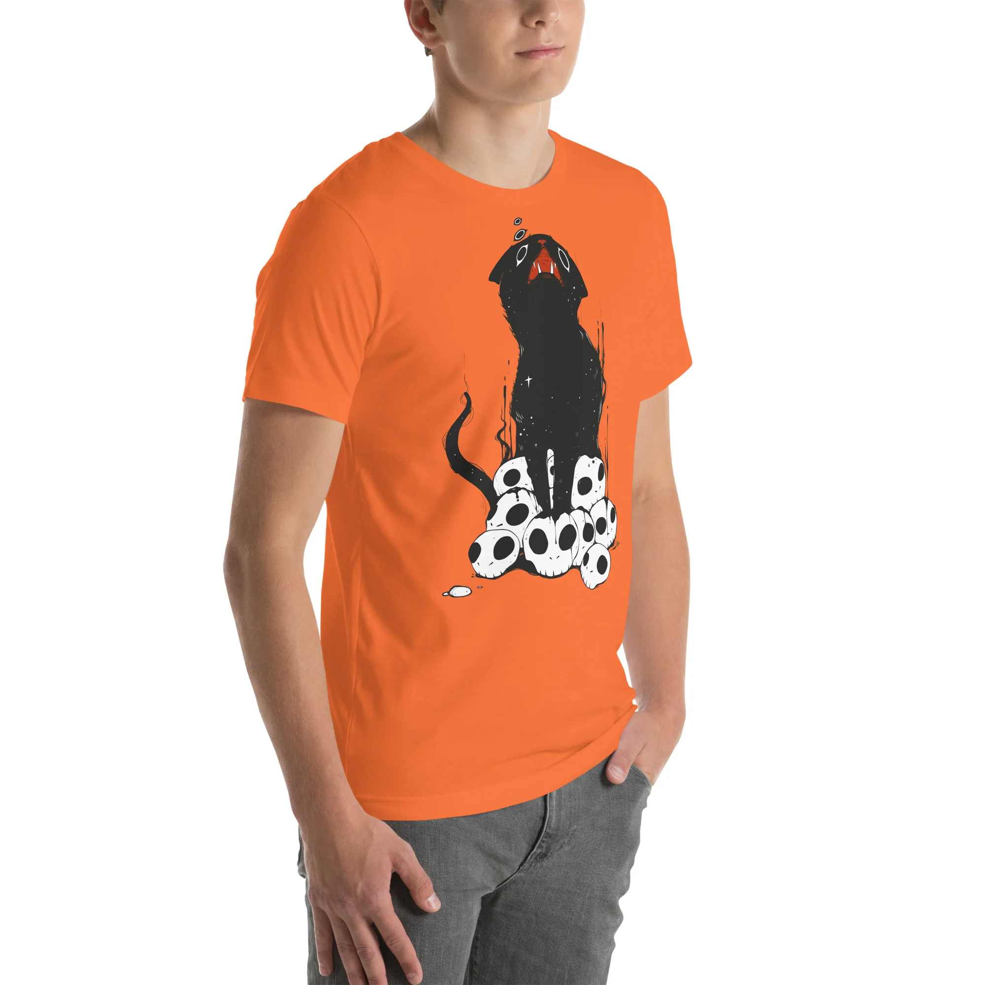 Cat And Skulls 2, Unisex T-Shirt - Image 4