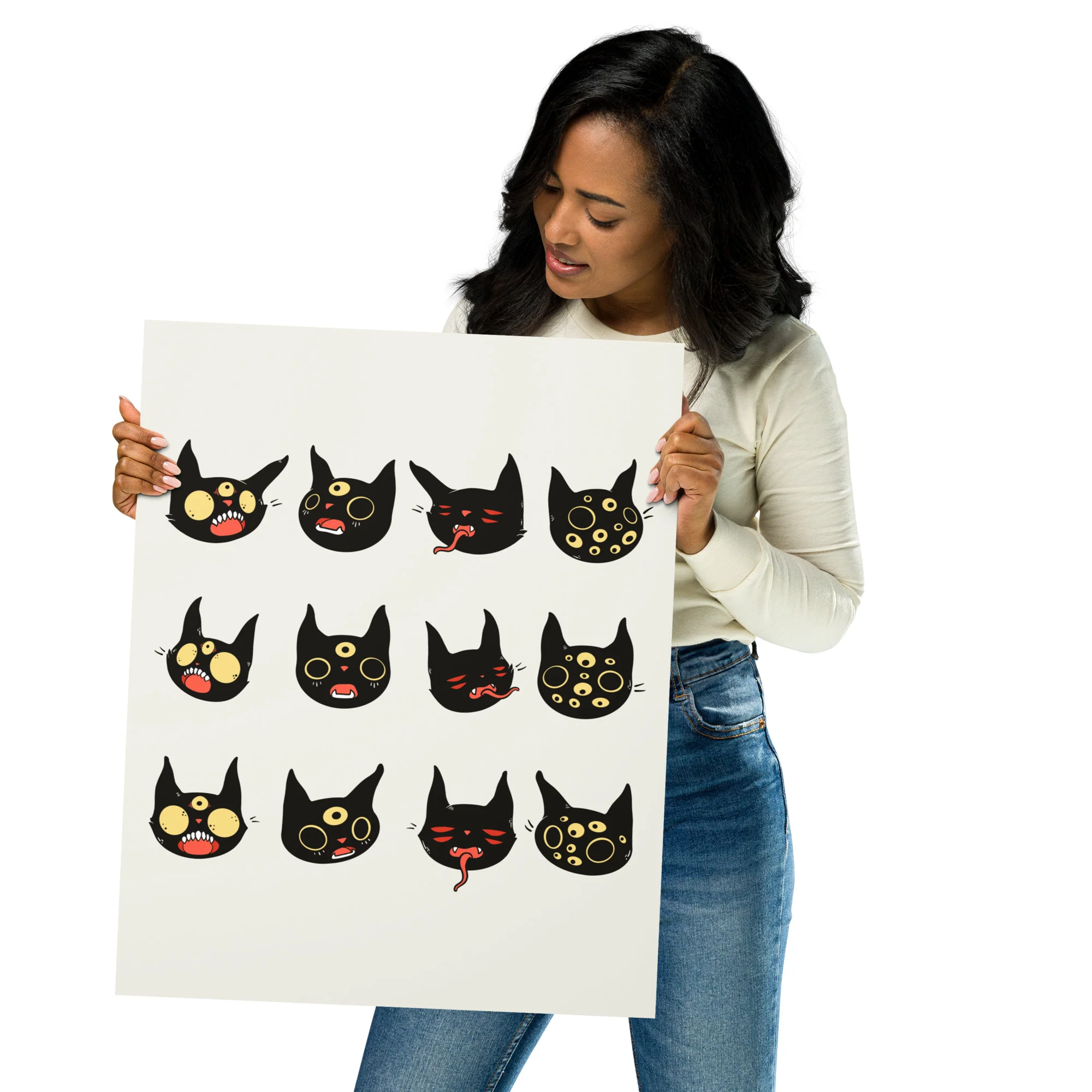 Cat Faces, Matte Art Print Poster - Image 10