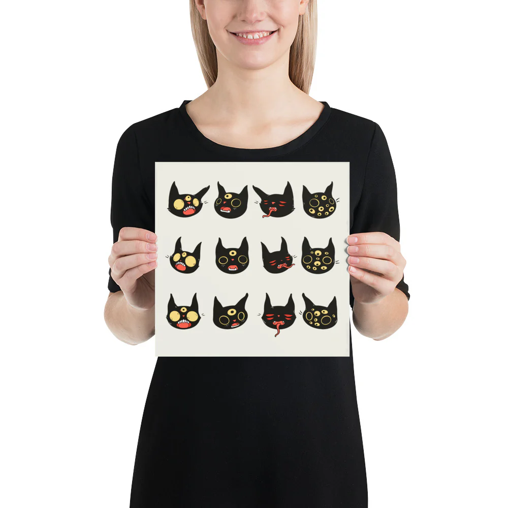 Cat Faces, Matte Art Print Poster - Image 4