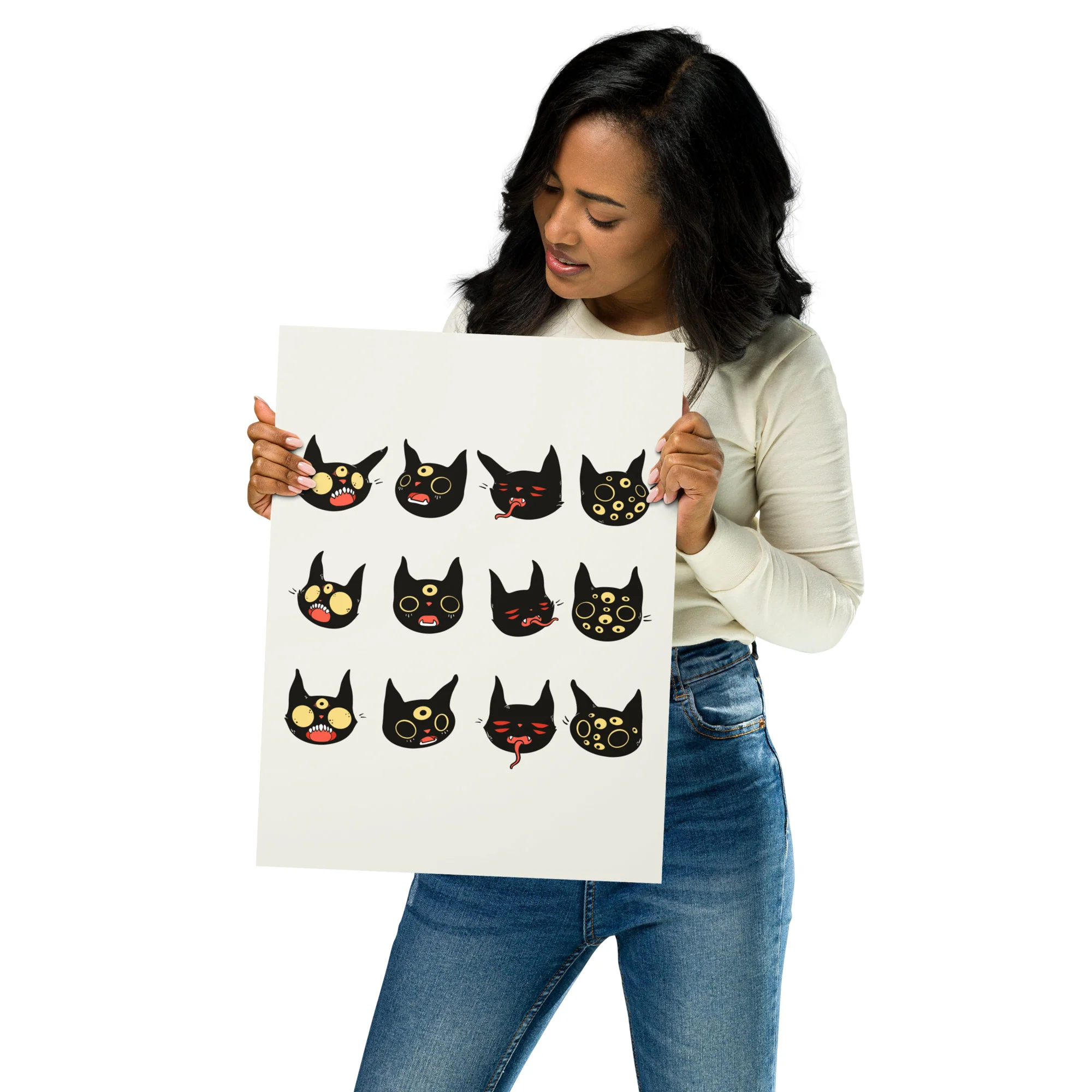 Cat Faces, Matte Art Print Poster - Image 7