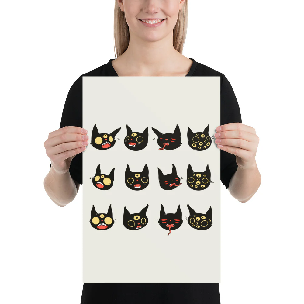 Cat Faces, Matte Art Print Poster - Image 8
