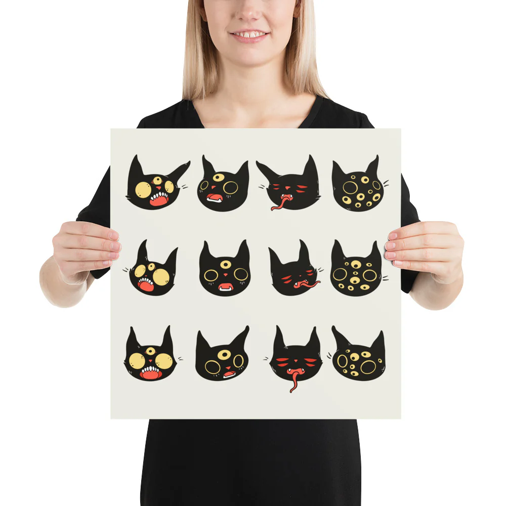 Cat Faces, Matte Art Print Poster - Image 9