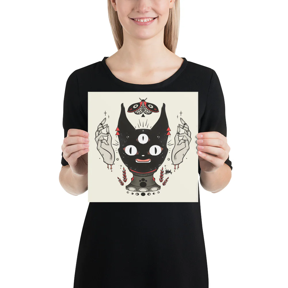Cat Head Crystal Ball, Matte Art Print Poster - Image 2