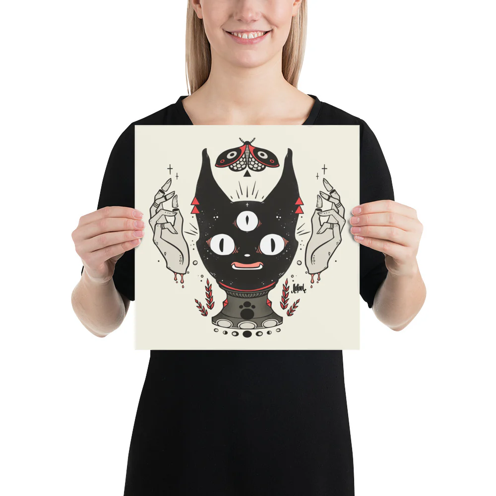 Cat Head Crystal Ball, Matte Art Print Poster - Image 3