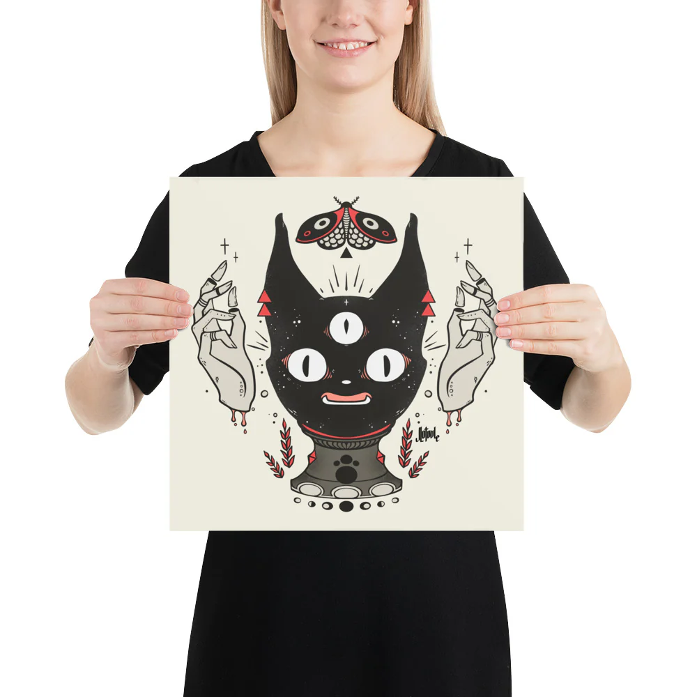Cat Head Crystal Ball, Matte Art Print Poster - Image 4