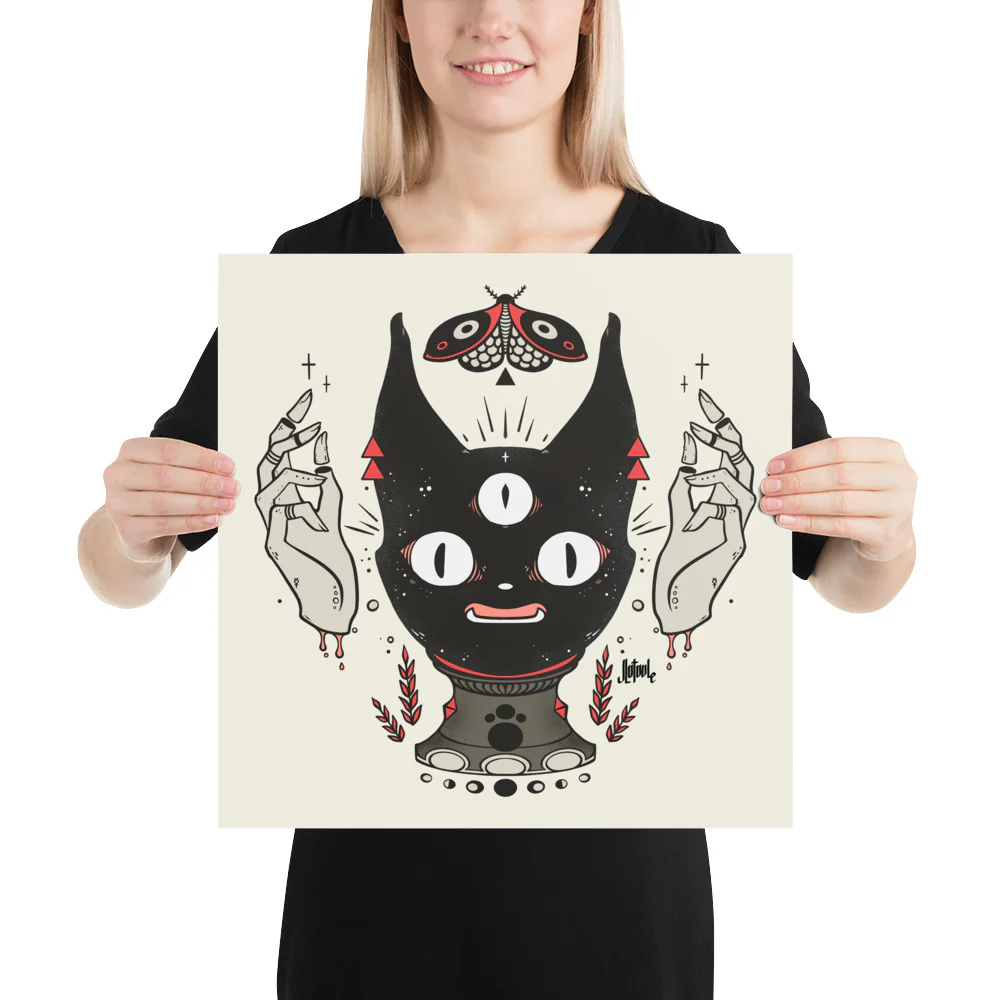 Cat Head Crystal Ball, Matte Art Print Poster - Image 5