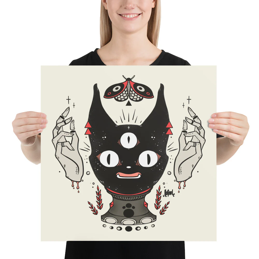 Cat Head Crystal Ball, Matte Art Print Poster - Image 6