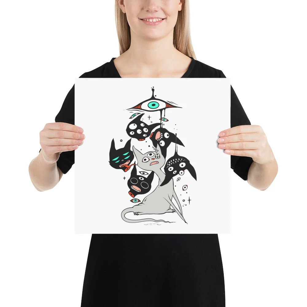 Cat Heads, Matte Art Print Poster - Image 2
