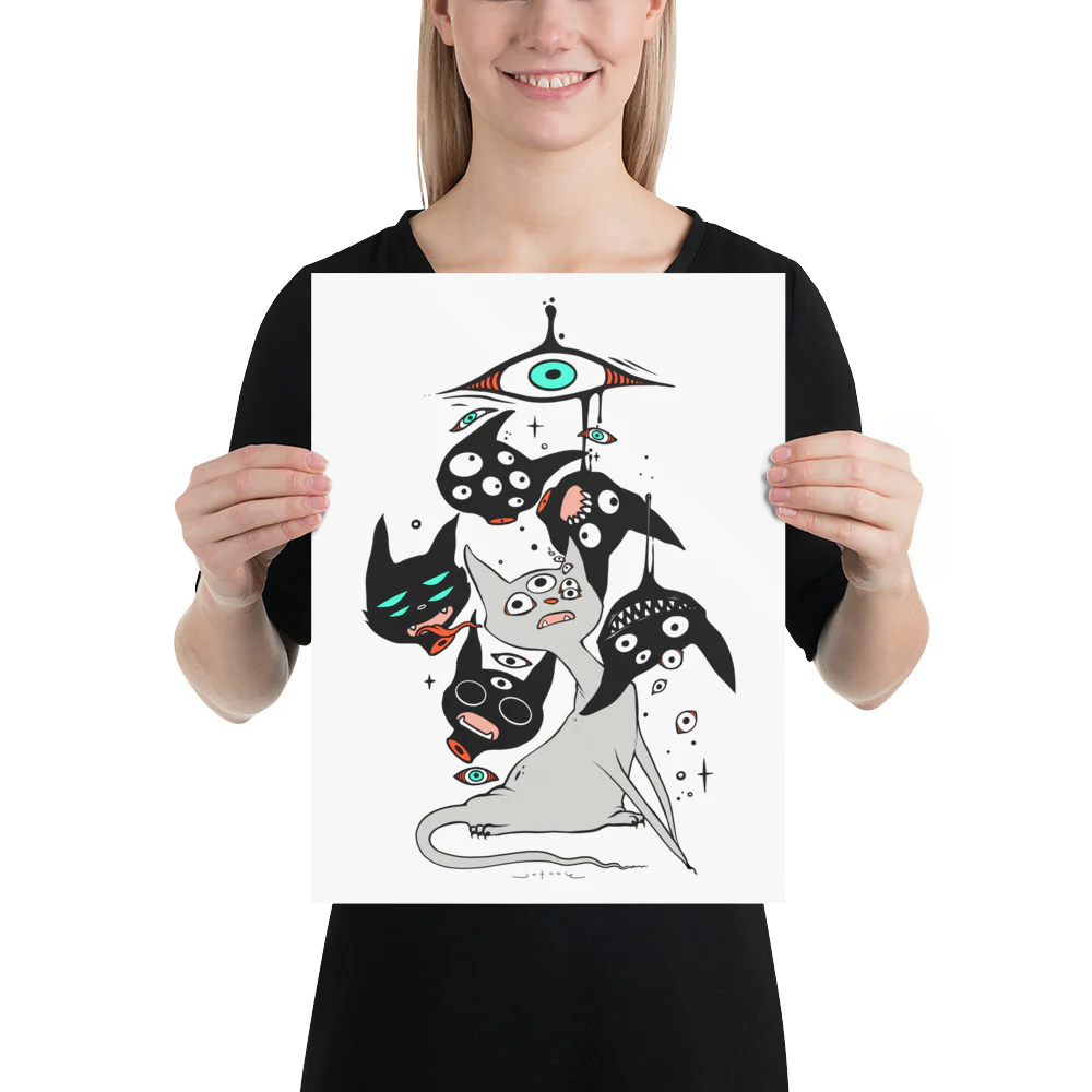 Cat Heads, Matte Art Print Poster - Image 4
