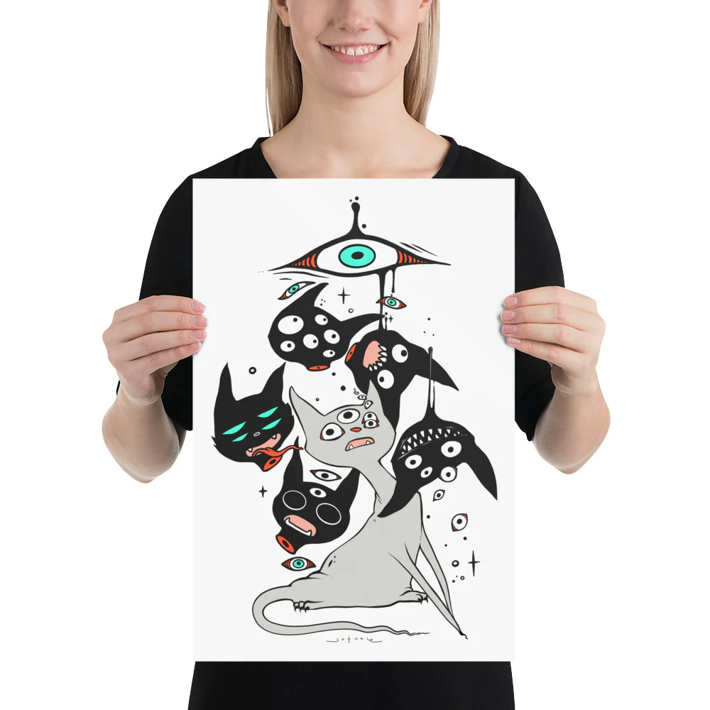 Cat Heads, Matte Art Print Poster - Image 5
