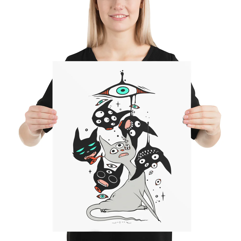 Cat Heads, Matte Art Print Poster - Image 6