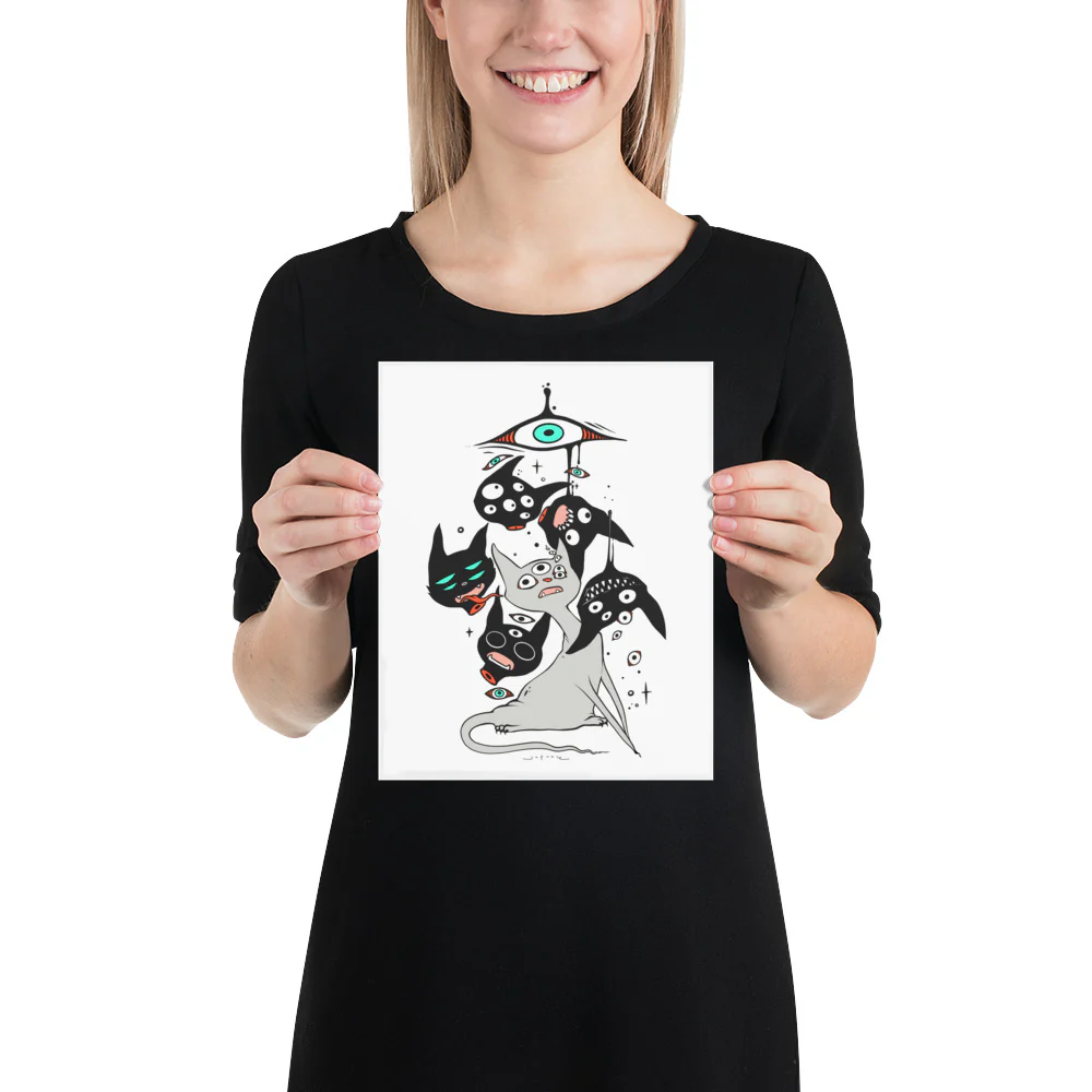 Cat Heads, Matte Art Print Poster - Image 7